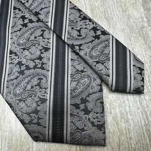 Imani Uomo‎ Neck Tie Black Paisley Textured